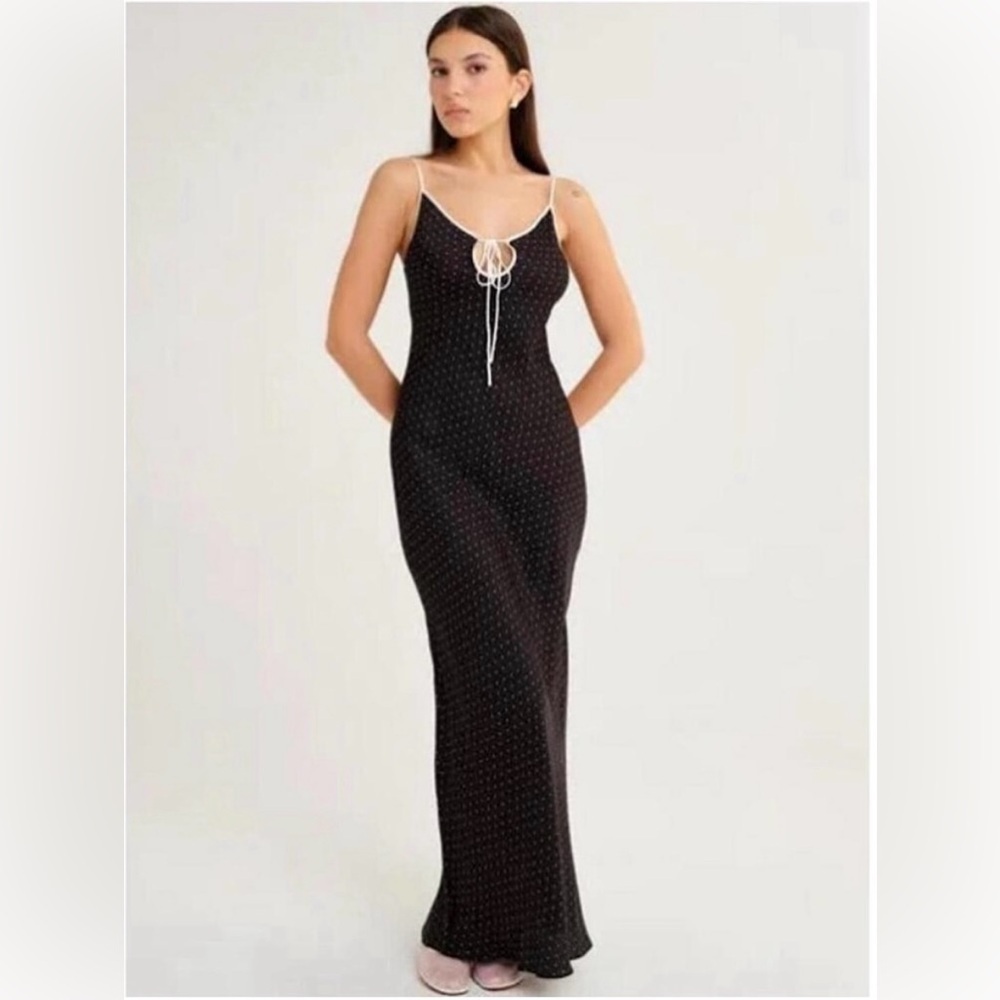 Rumored Black Maxi Dress with White Accents